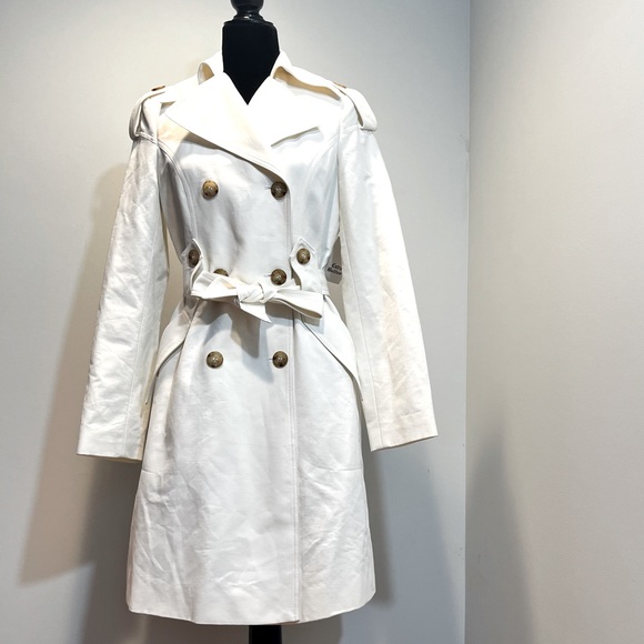 Via Jackets & Blazers - Ivory Belted Trench Coat